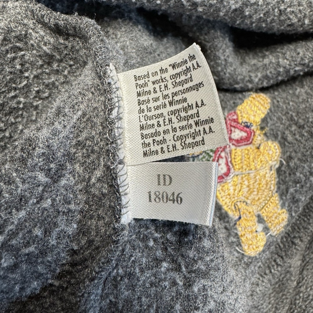 Vtg Disney Store Sweatshirt Winnie the Pooh Fleece 4XL Women 1/4zip Gray Y2K 90s - Picture 8 of 8